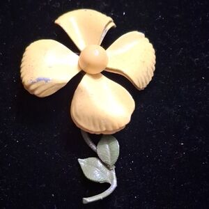 Yellow Vintage Floral Brooch